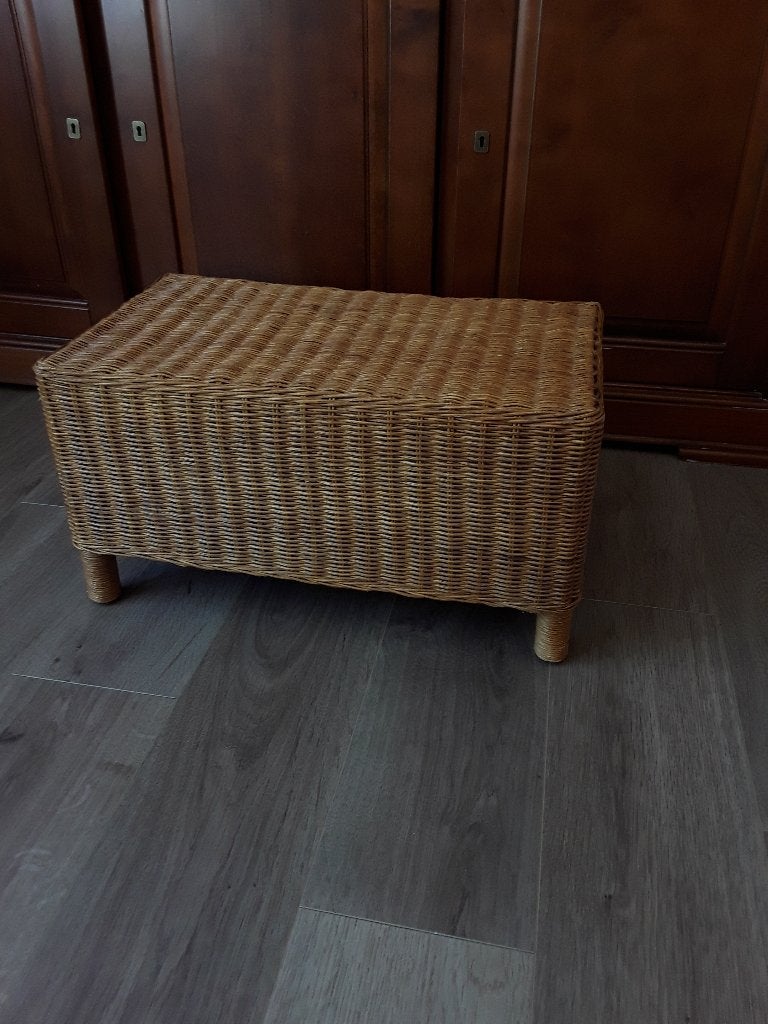 vintage rieten/rotan voetenbankje/bijzettafeltje/tafeltje, Ophalen, Huis en Inrichting