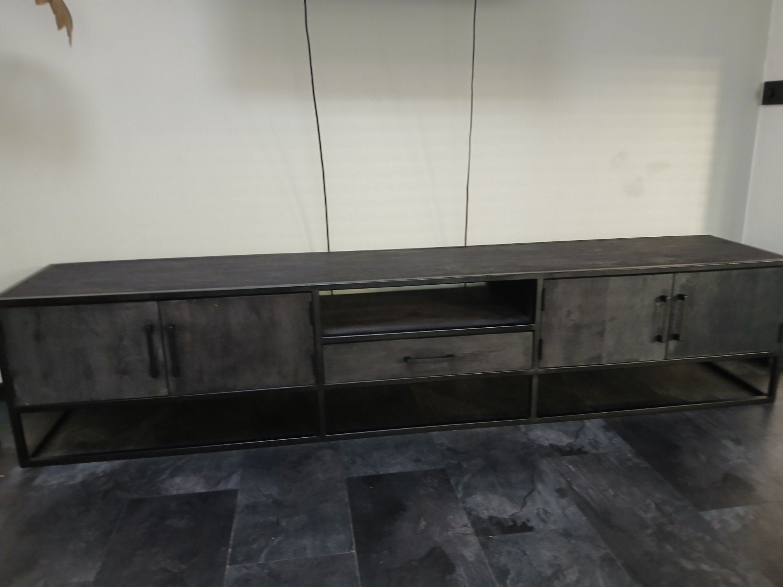 TV meubel 240 cm mangohout, Ophalen, Gebruikt, 200 cm of meer, Minder dan 100 cm