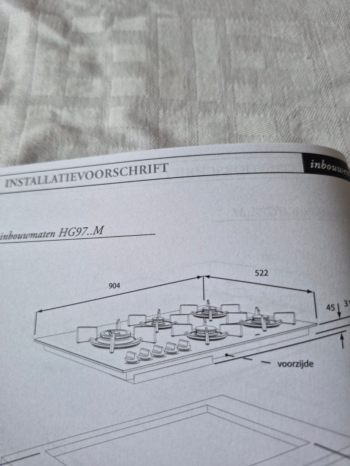 ATAG 5PITS GASKOOKPLAAT 90X52 CM IN ABSOLUTE TOPSTAAT!!, Ophalen, Zo goed als nieuw, Inbouw, Gas