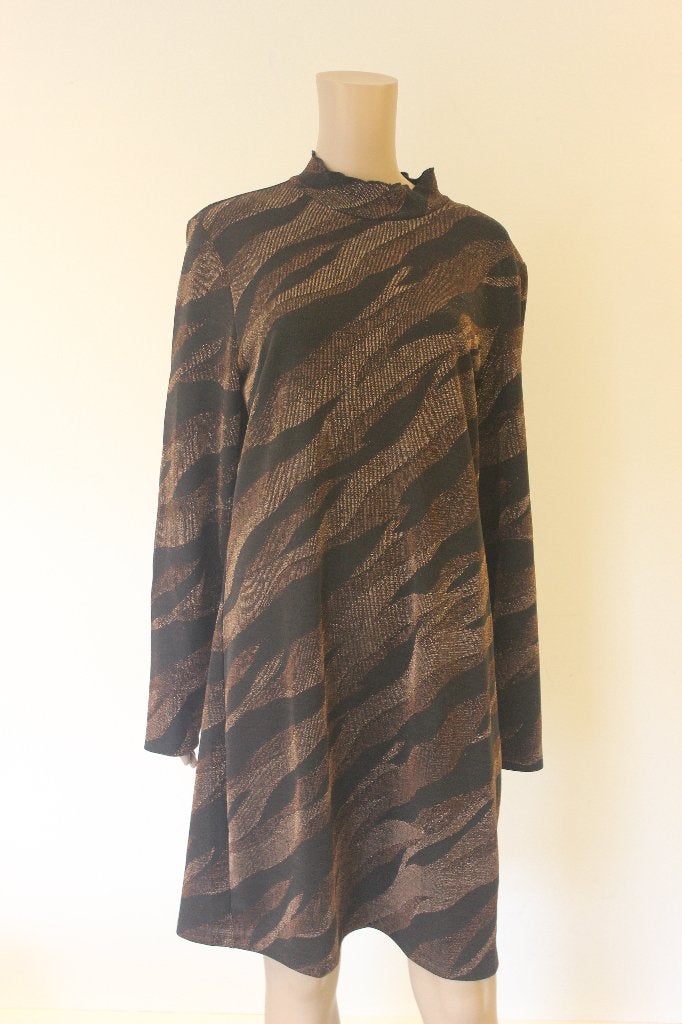 Vila bruin/zwarte jurk maat XXXL, ., Zwart, Vila, Maat 46/48 (XL) of groter