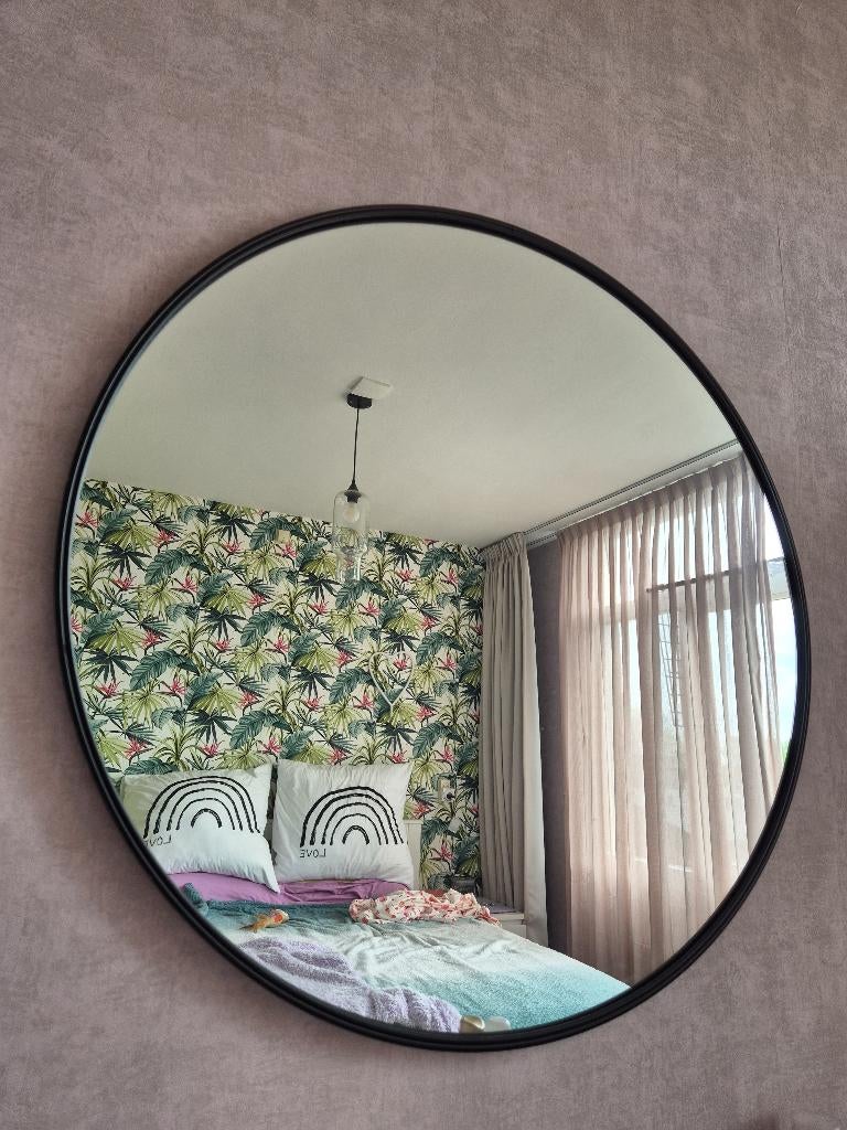 Ronde spiegel, Huis en Inrichting, Woonaccessoires | Spiegels, Ophalen, Rond, Zo goed als nieuw, 75 tot 100 cm