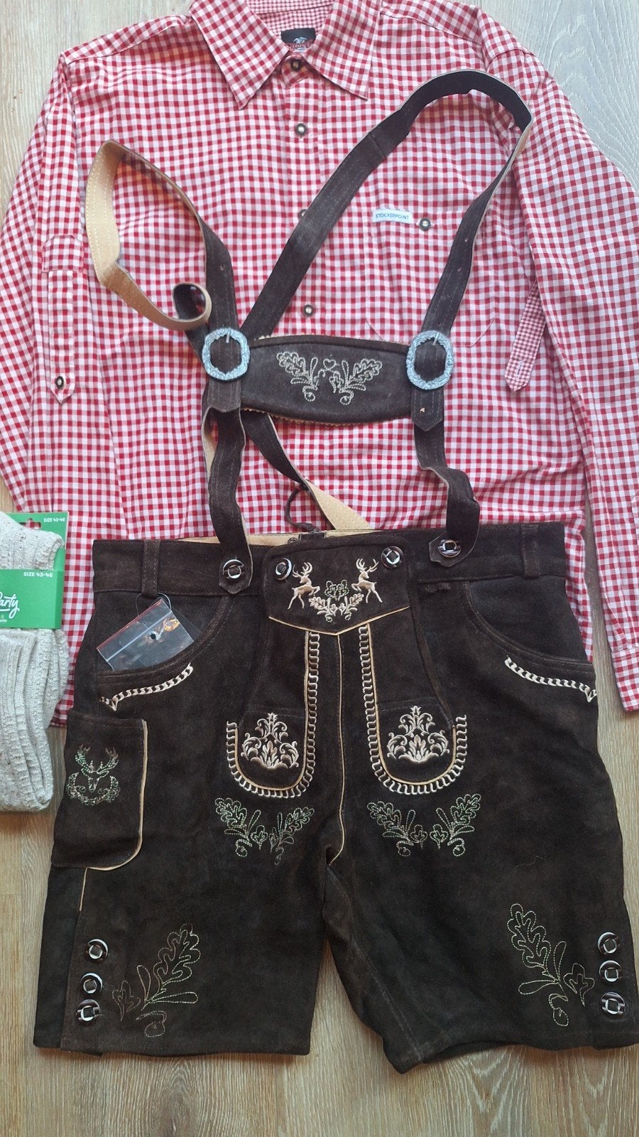 Lederhose 52 overhemd kousen oktoberfeest, Ophalen, Zo goed als nieuw, Maat 52/54 (L), Overige thema's