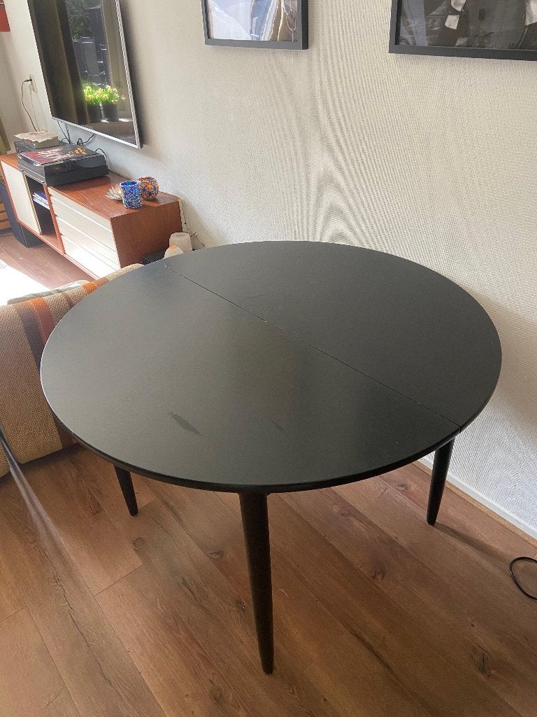 Eettafel uitschuifbaar mogelijk 60's, Huis en Inrichting, Tafels | Eettafels, Gebruikt, Rond, Ophalen of Verzenden, Vier personen