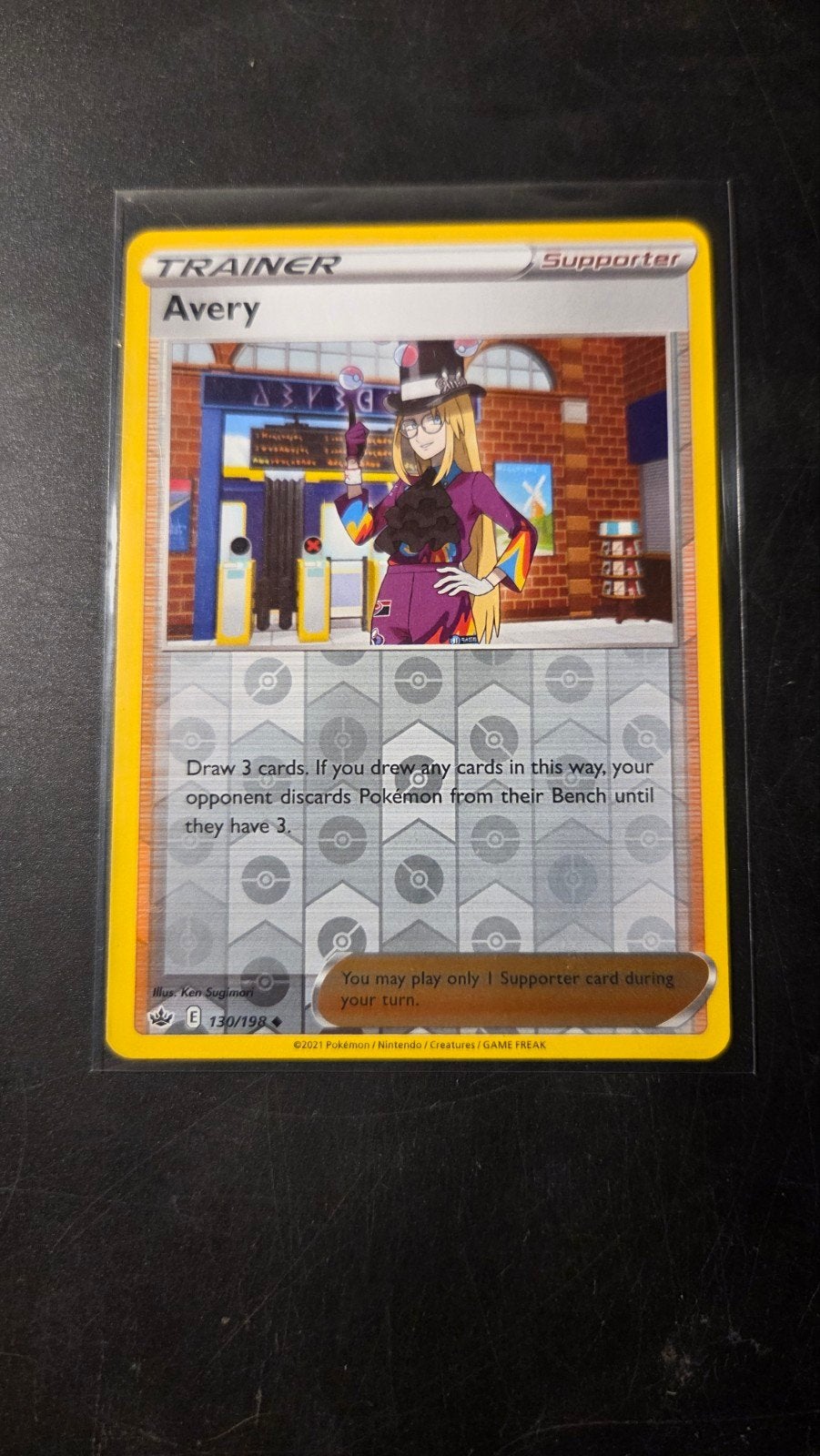 Avery 130/198 Reverse Holo Chilling Reign Pokémon Kaart, Verzenden, Zo goed als nieuw, Losse kaart, Foil