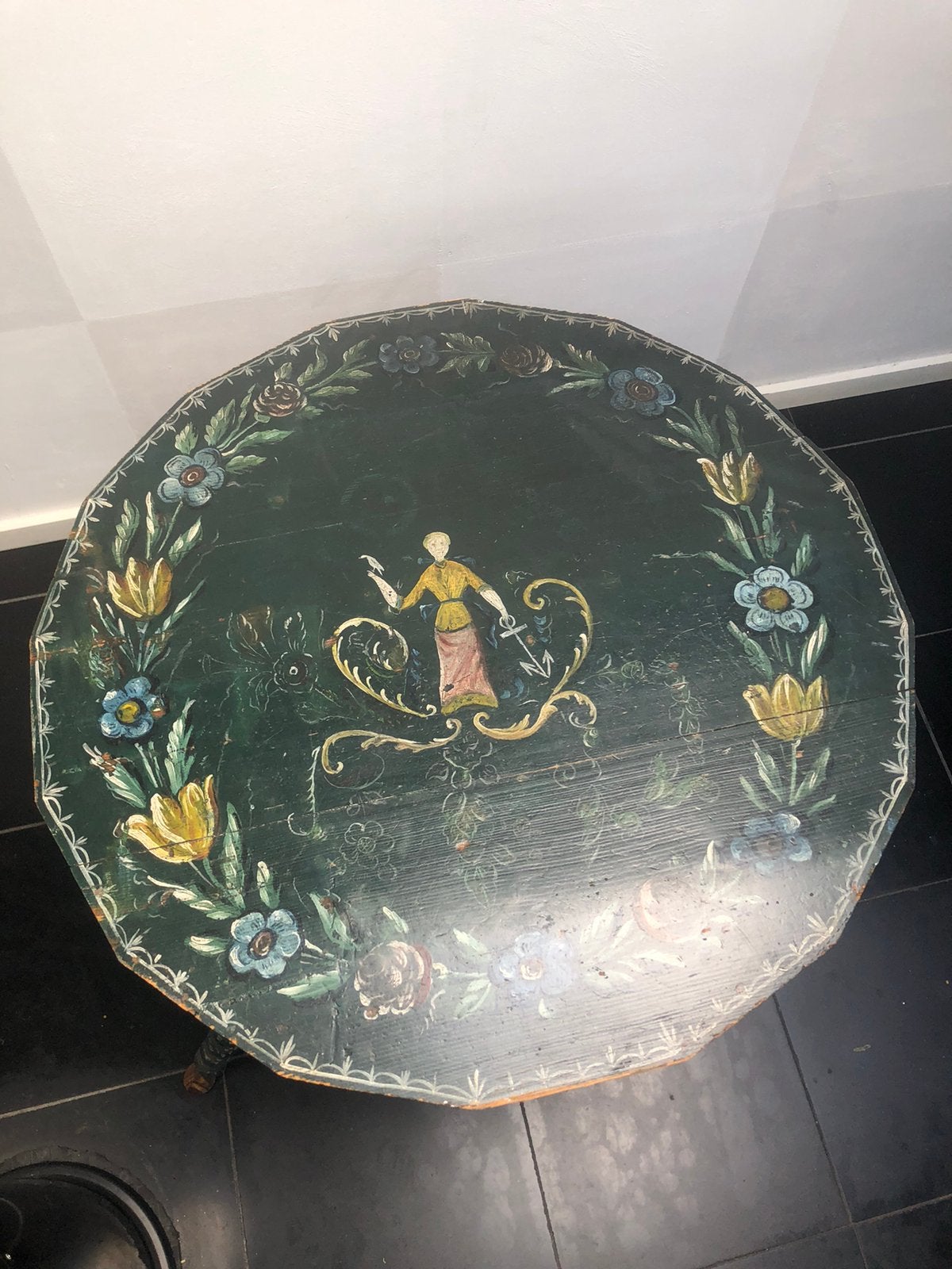 Antieke Hindeloopen Klaptafel met Bijbelse Schildering, Ophalen