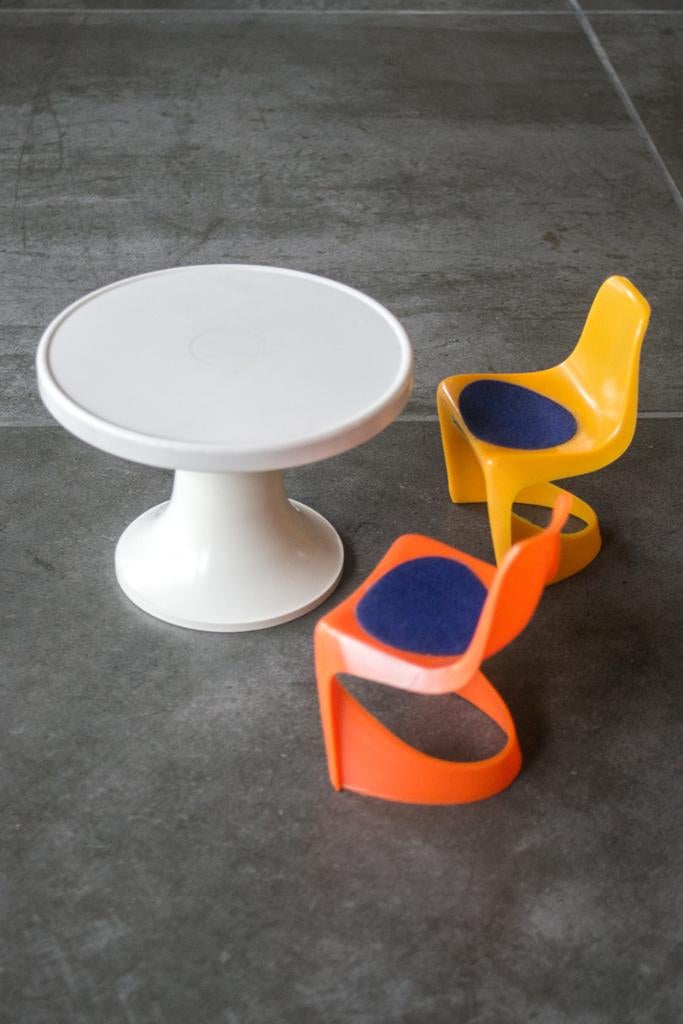 Vintage retro stoelen tafel Helly Steen Østergaard miniatuur, Verzamelen, Retro, Huis en Inrichting, Ophalen of Verzenden