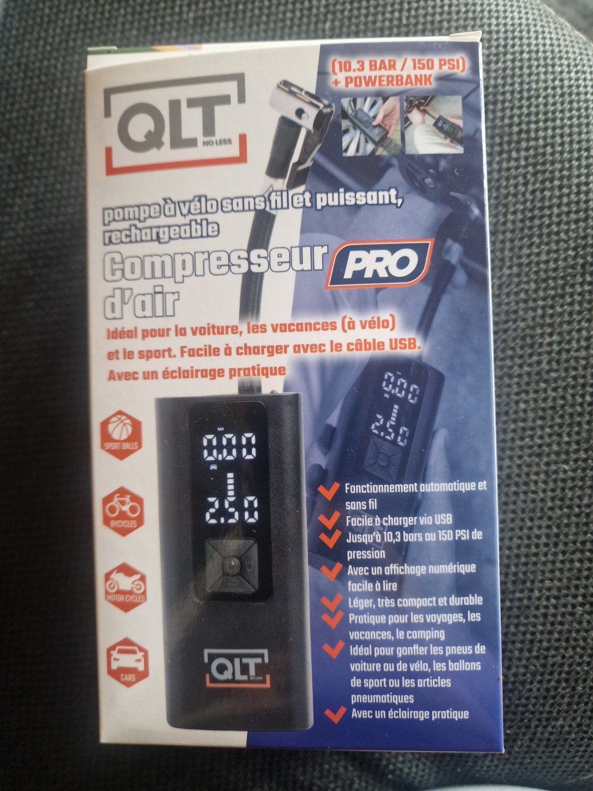 QLT Draadloze Luchtcompressor met Powerbank en LED, Ophalen of Verzenden