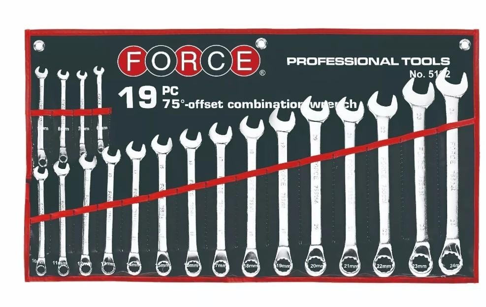 Ring-/steeksleutelset 75 gebogen 19-delig Force, Ophalen of Verzenden, Nieuw