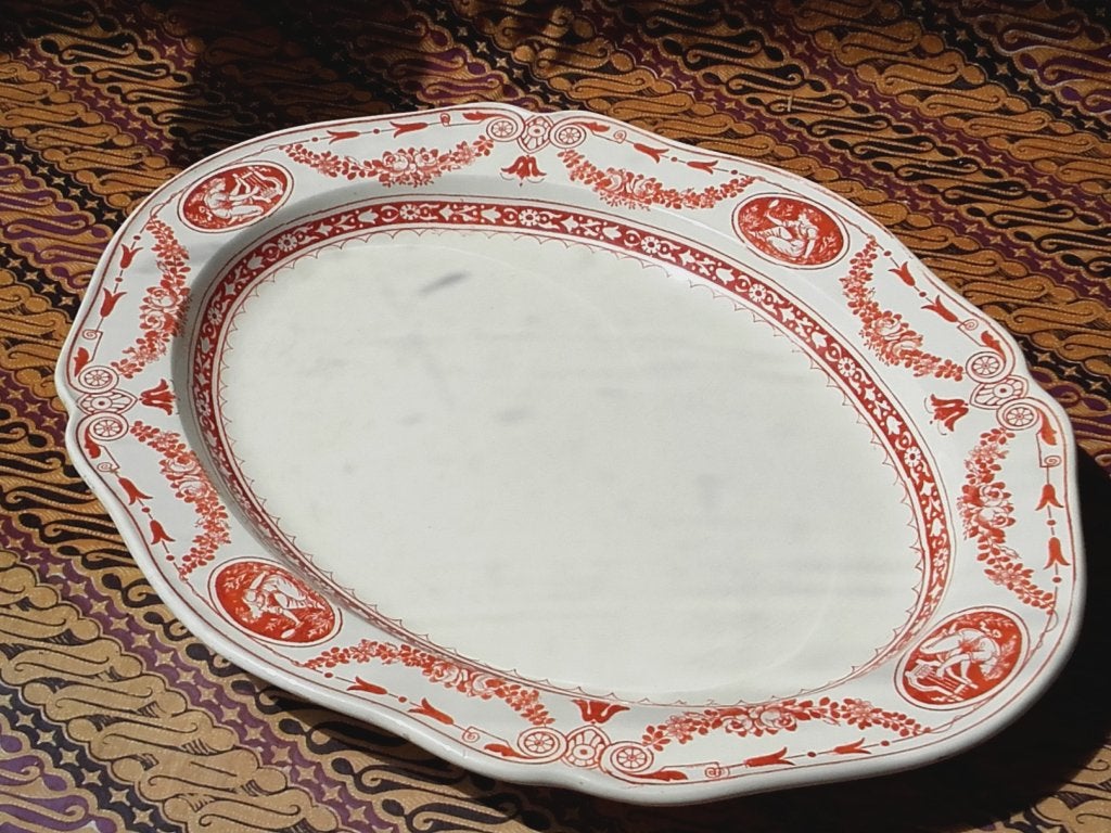 Groot antiek bord of schaal uit Engeland 50 cm. uit 1900., Ophalen of Verzenden
