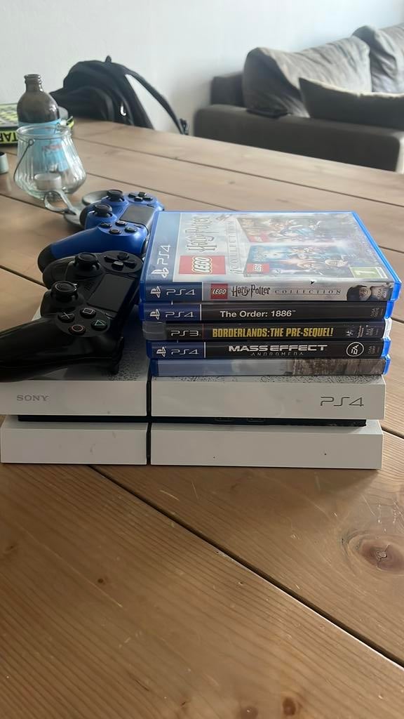 Playstation 4 + spellen, Ophalen of Verzenden, Zo goed als nieuw, Met 1 controller, Original