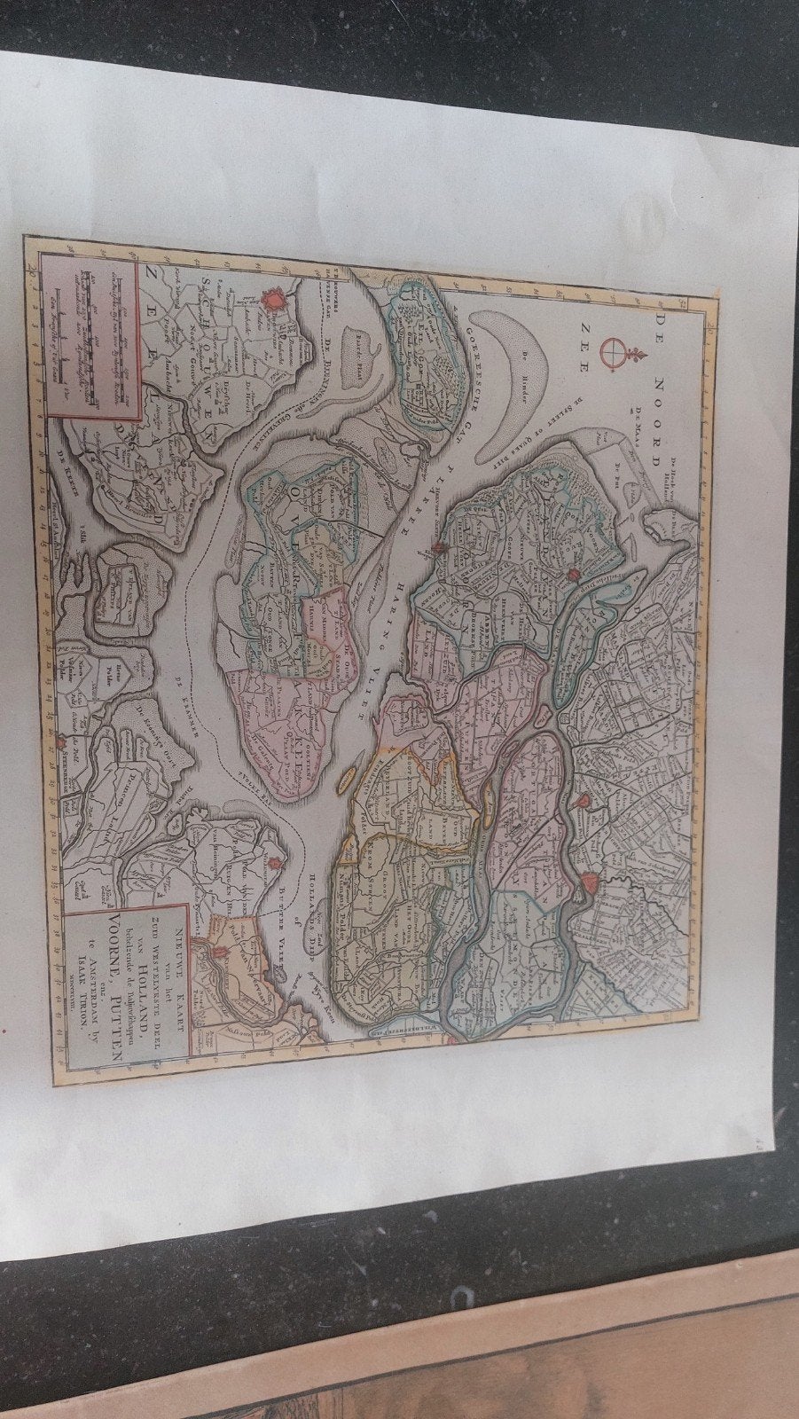 Reproductie van oude kaart Zuid-West Holland (Tirion), Isaak Tirion, Ophalen of Verzenden, 1800 tot 2000, Nederland