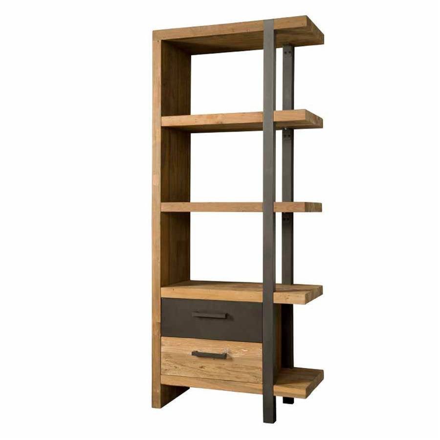 Boekenkast Canzano 2 laden - 78x40x190cm - rechts, Ophalen, Teakhout, Zo goed als nieuw, Minder dan 150 cm
