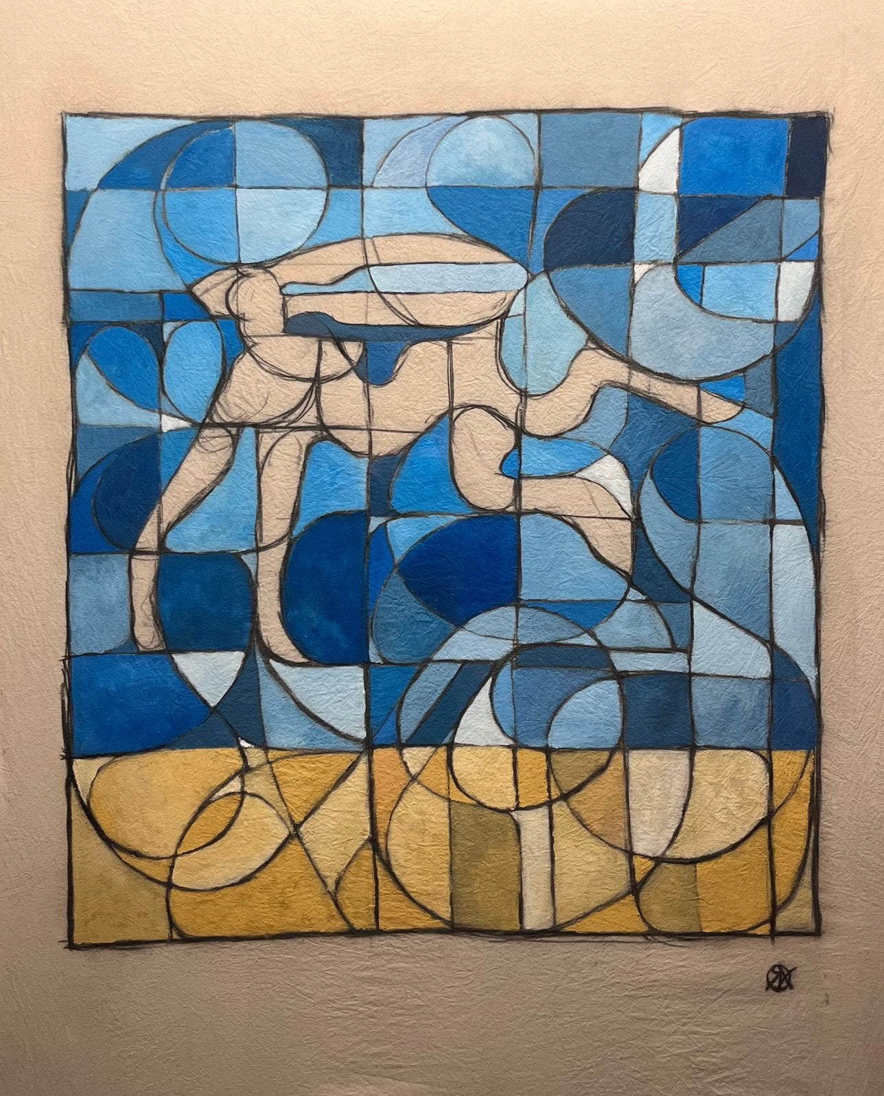 ‘De Haas’ olieverf in lijst van R.A. (94x124 cm), Antiek en Kunst, Ophalen, Tekening, Houtskooltekening, Ingelijst