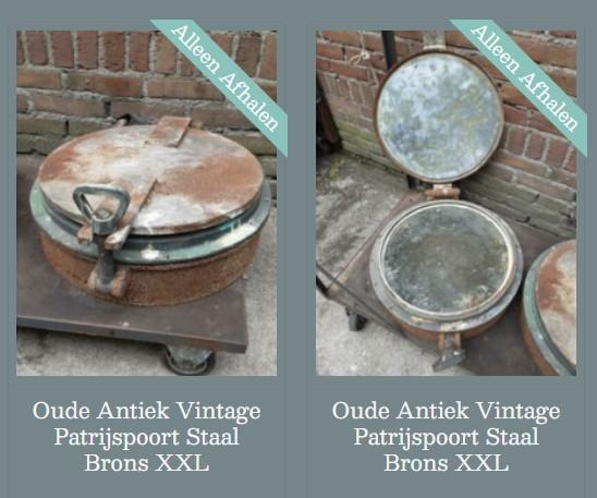 Oude vintage brozen stalen patrijspoort xl, Verzamelen, Scheepvaart, Gebruikt, Motorboot of Zeilboot, Ophalen of Verzenden