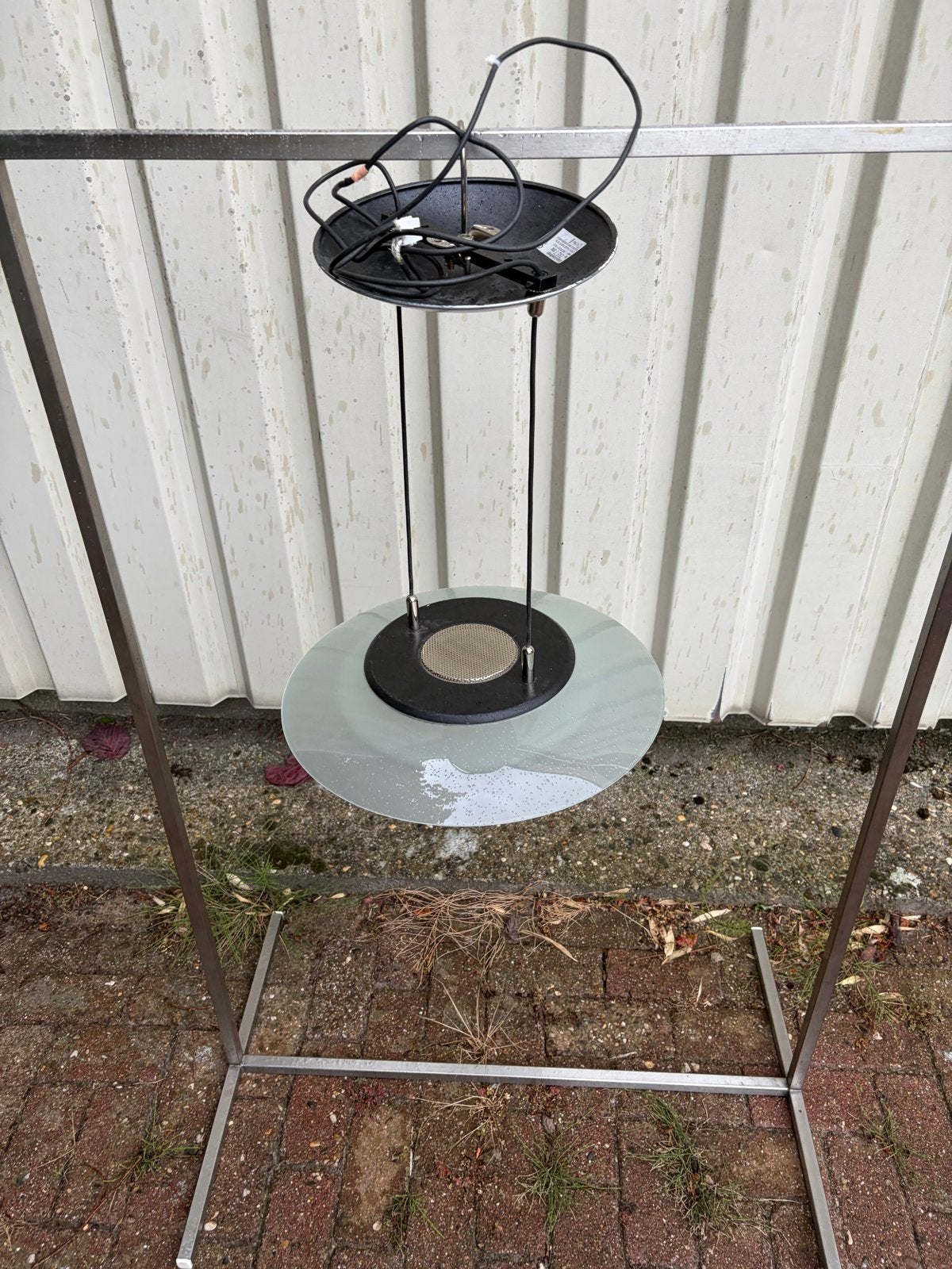 Vintage Italiaanse hanglamp - Studio Italia Design Rondo, Ophalen, Gebruikt, Glas, Minder dan 50 cm