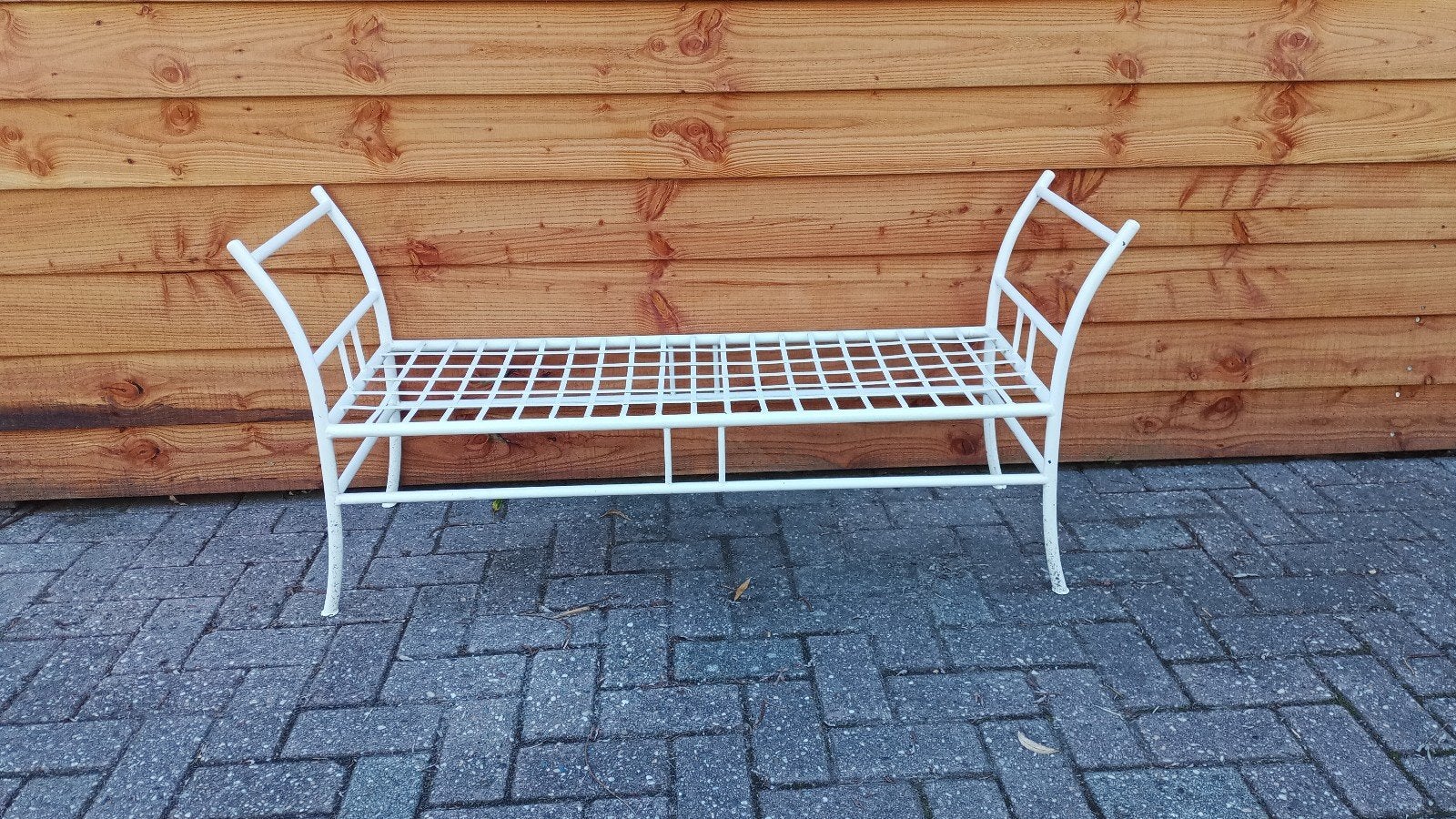 Witte metalen tuinbank - Vintage stijl, Tuin en Terras, Ophalen, Gebruikt, Metaal