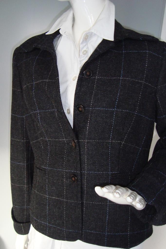 GRIJS/BLAUW KLASSIEK KORT JASJE THE BARN MT 42, Verzenden, Maat 42/44 (L), Zo goed als nieuw, Grijs