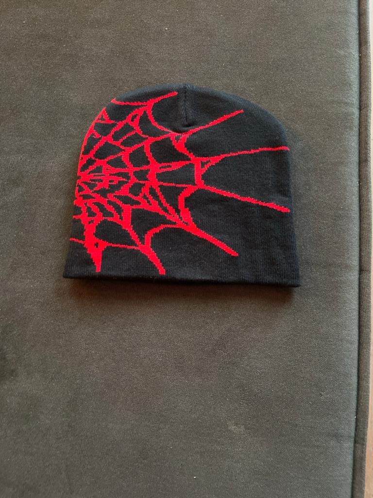 Zwarte Muts met Rood Spinnenweb Patroon - Edgy Beanie, Kleding | Dames, Mutsen, Sjaals en Handschoenen, Ophalen of Verzenden, Nieuw