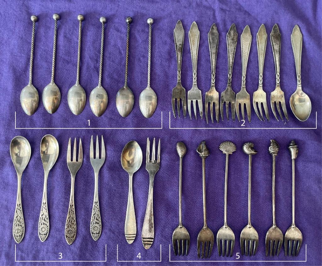 Diverse setjes lepeltjes verzilverd (pleet), Antiek en Kunst, Ophalen of Verzenden