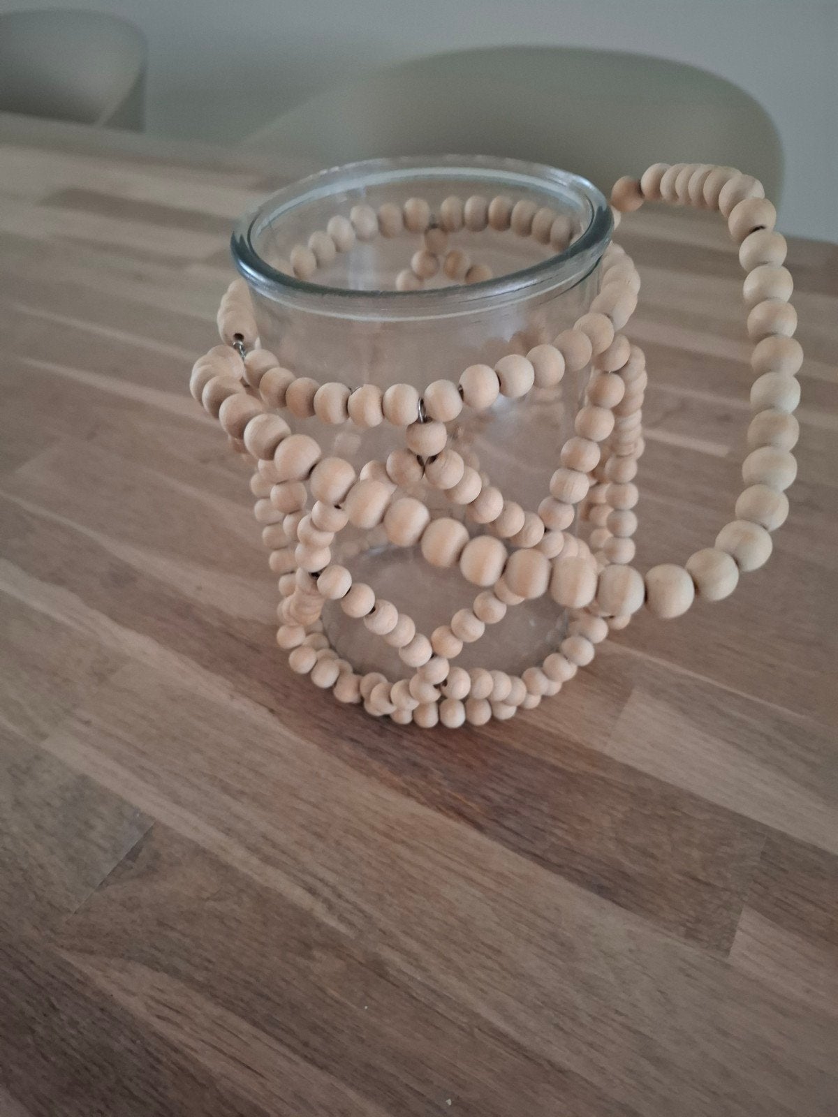Windlicht van glas met kralen, Ophalen, Nieuw, Overige materialen, Minder dan 25 cm