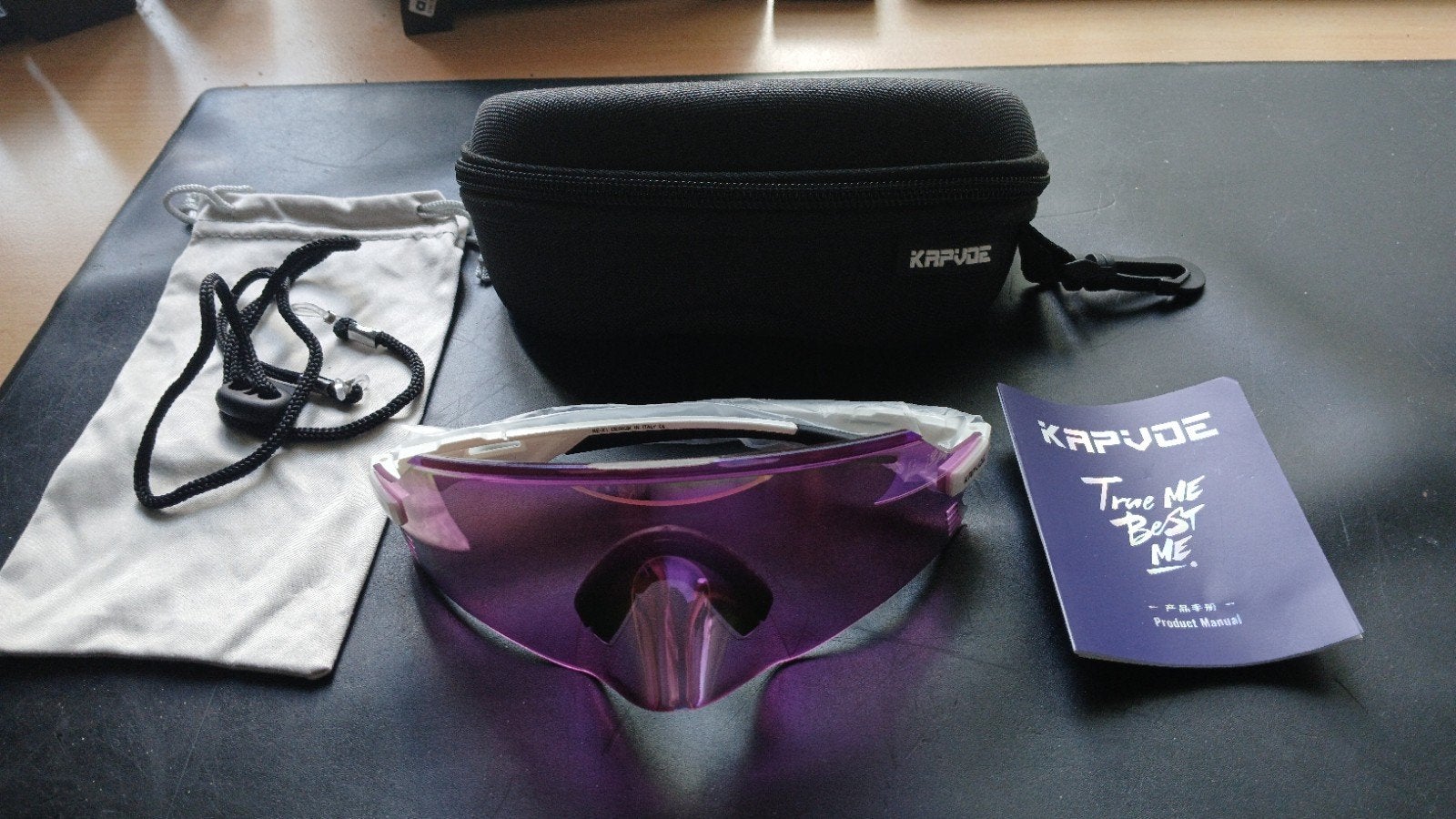 Kapvoe  fiets/sport zonnebril met hoesje en brillenkoker, Ophalen of Verzenden, Nieuw, Zwart, Overige merken
