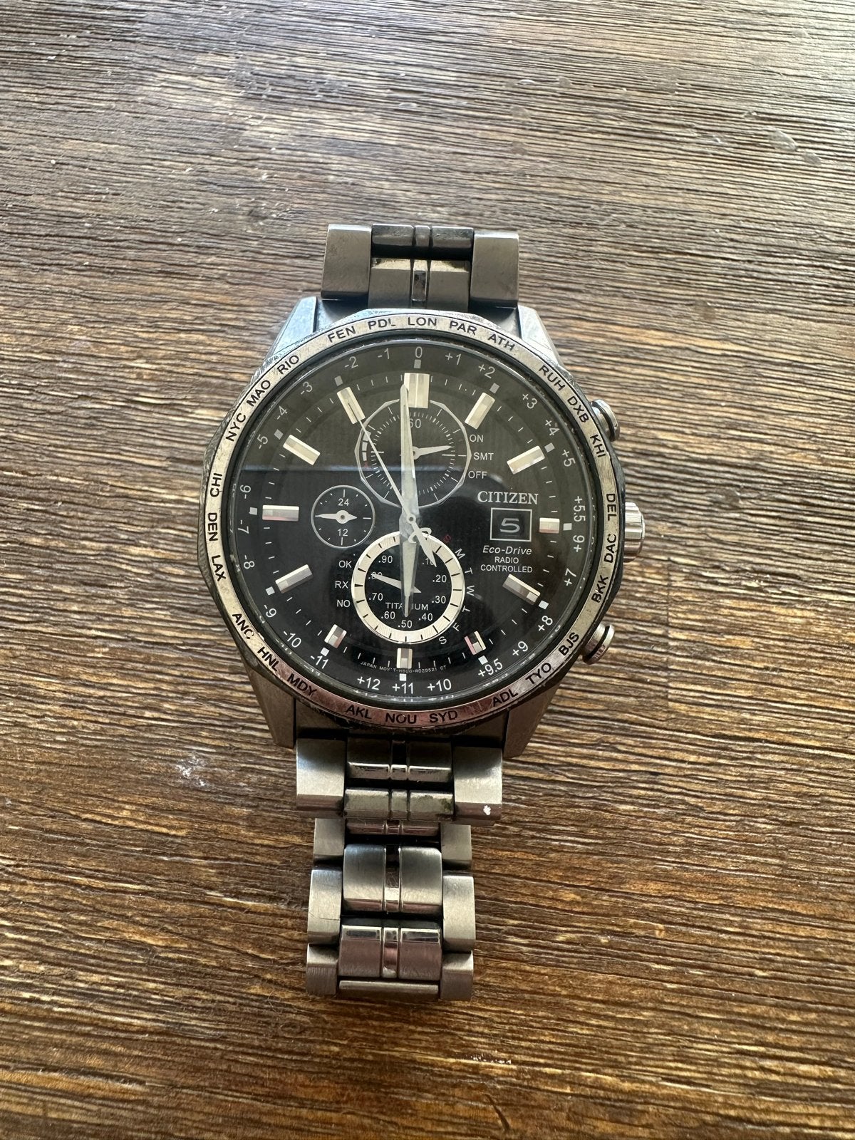 Citizen AT8154-82E Eco-Drive Super Titanium Radio Controlled, Ophalen, Overige materialen, Gebruikt, Polshorloge