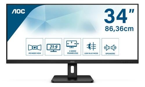 AOC Q34E2A - 34 inch Ultrawide Monitor IPS, 75Hz, Kandnelektronica@gmail.com, Hoofdtelefoonaansluiting, Refurbished, Ophalen of Verzenden