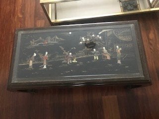 Antieke Chinese salontafel met glazen blad, Ophalen