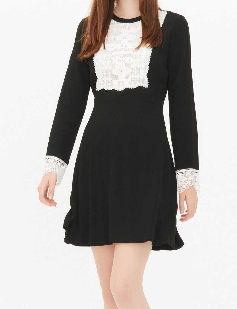 Sandro Seira zwart jurk tuniekjurk met gehaakte afwerking 38, Kleding | Dames, Maat 38/40 (M), Zwart, Sandro, Nieuw