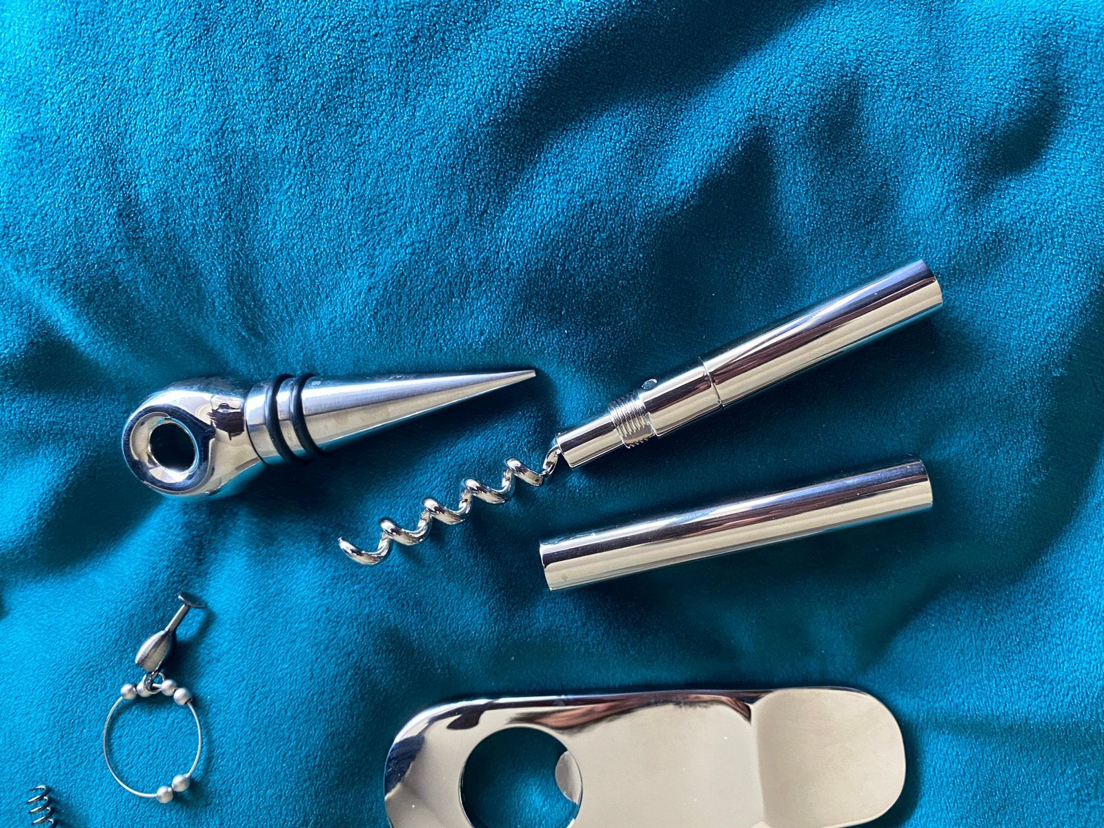 Luxe Wijnaccessoires Set met Kurkentrekker en Flesopener, Nieuw, Ophalen of Verzenden, Minder dan 5 flessen, Metaal