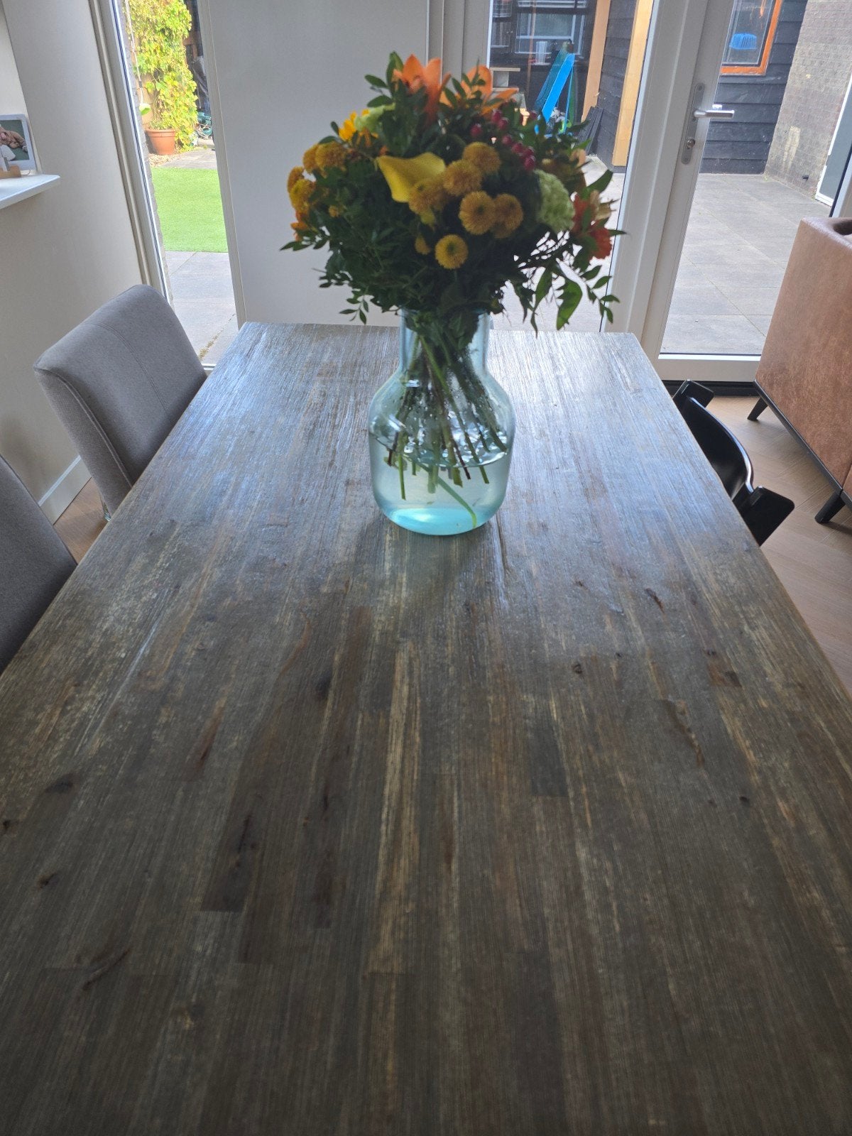 Acacia houten eettafel en salontafel van Xooon, Huis en Inrichting, Ophalen, Gebruikt, 50 tot 100 cm, 150 tot 200 cm