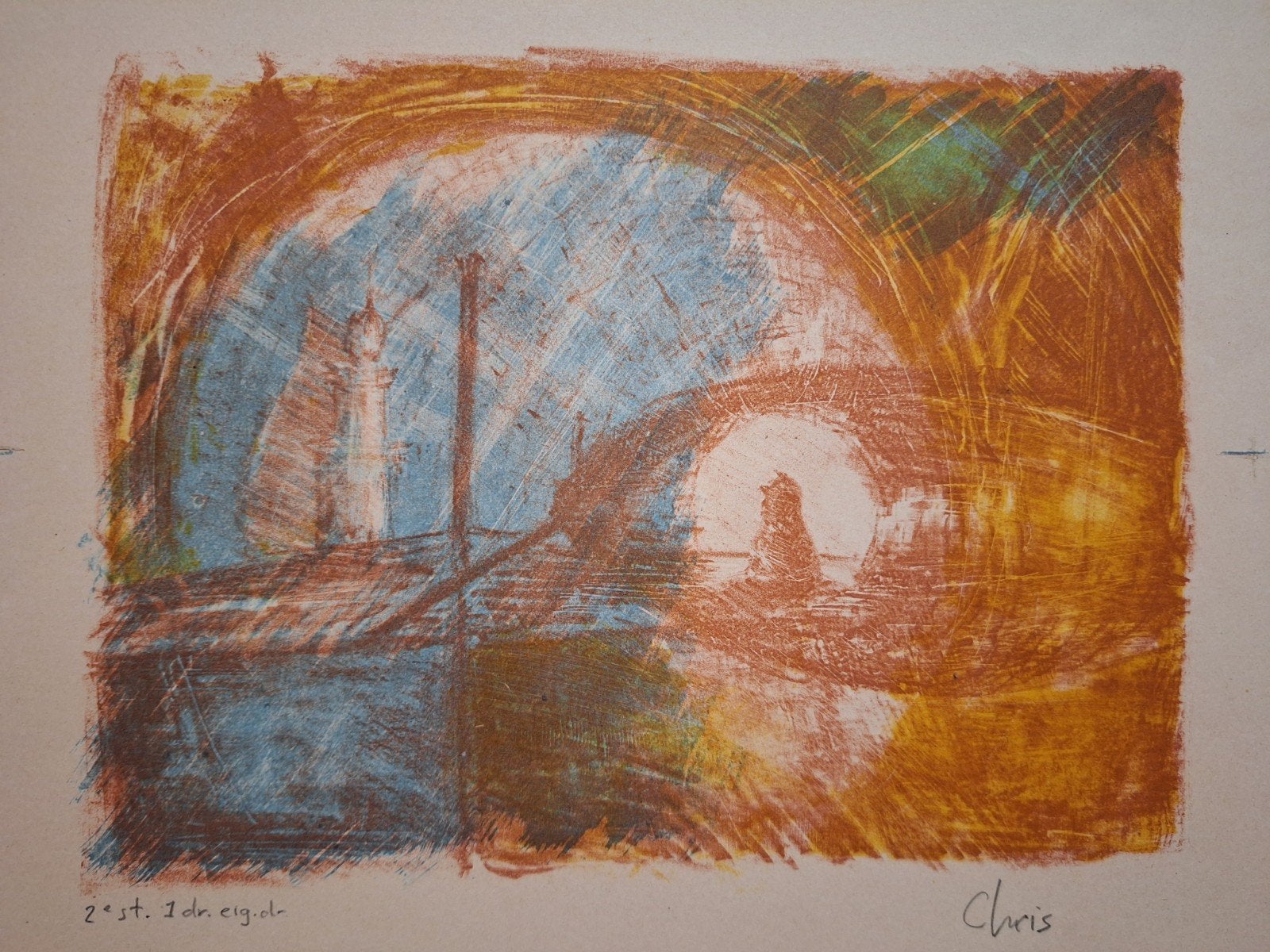 Lithografie door Christiaan de Moor - Abstracte compositie, Antiek en Kunst, Gelimiteerde oplage, Ophalen of Verzenden, Abstract