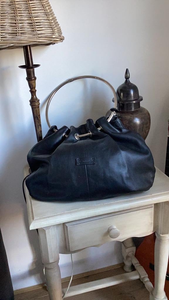 W Valentino tas zwart leer., 40 tot 60 cm, 30 cm of meer, Zwart, Minder dan 35 cm