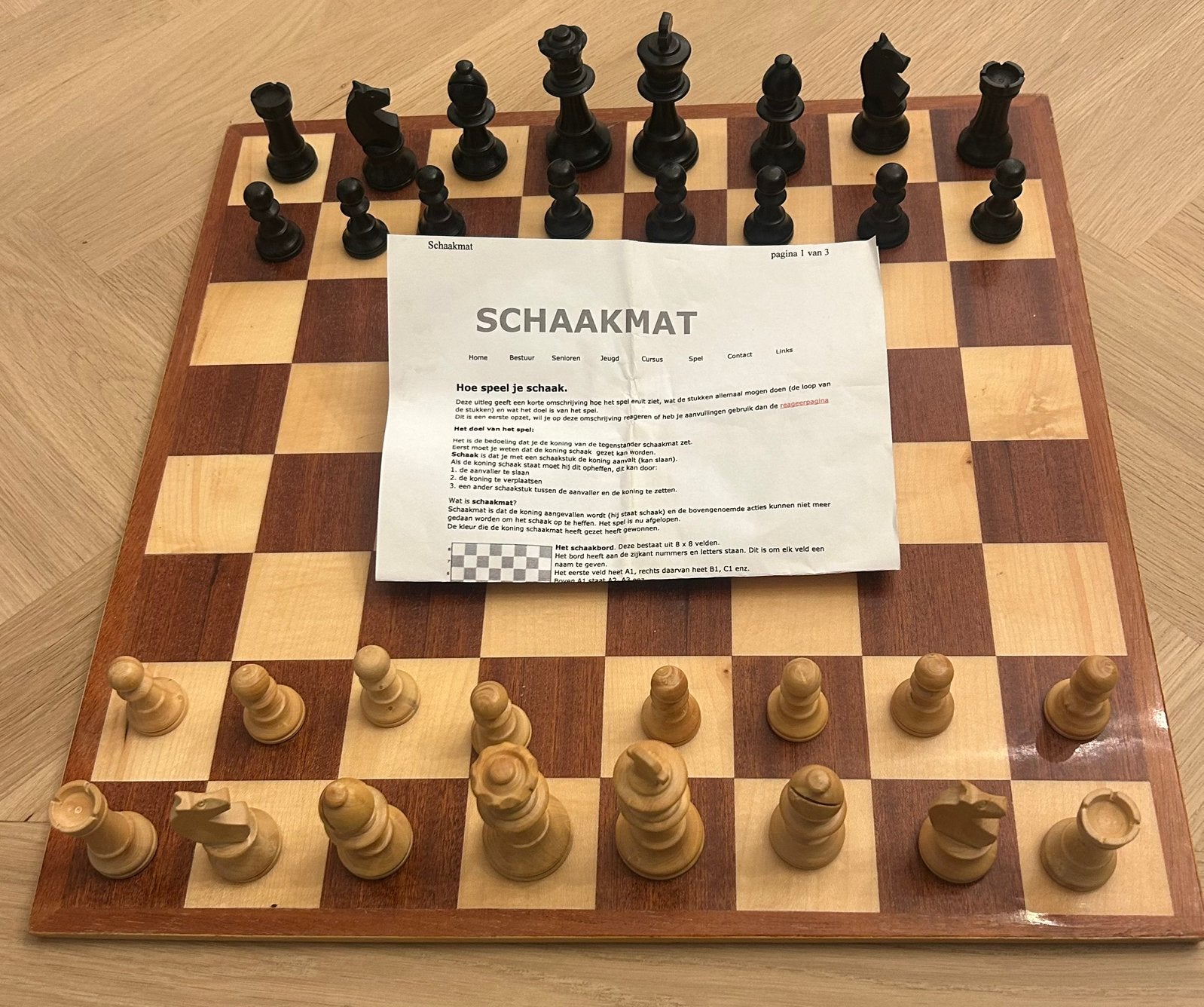 Klassieke Houten Staunton Schaakset + Dambord en Stukken, Ophalen of Verzenden, Zo goed als nieuw
