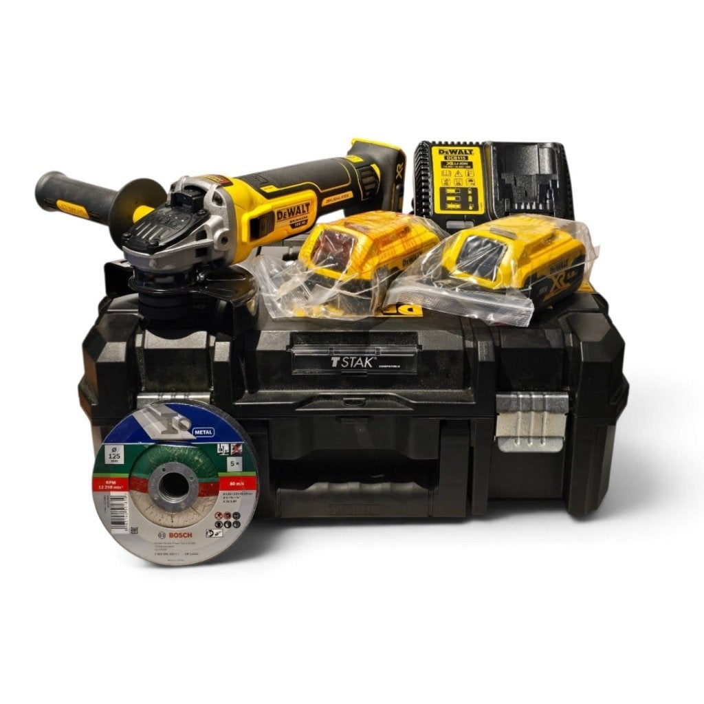 DeWALT DCG405P3 Accu haakse slijper 125mm 18V XR 5.0Ah, Doe-het-zelf en Verbouw, Gereedschap | Slijpmachines, Dewalt, Zo goed als nieuw
