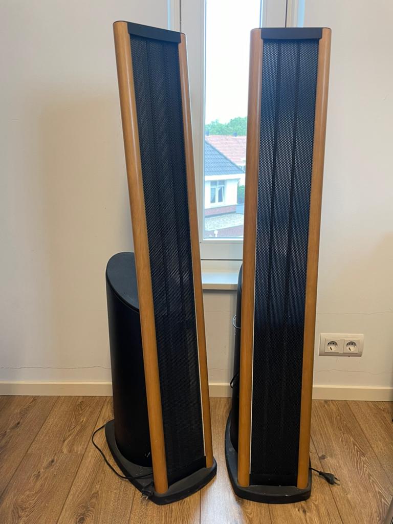 Te koop: Final 0.3 hybride electrostatische luidsprekers, Audio, Tv en Foto, Luidsprekers, Gebruikt, Minder dan 60 watt, Front, Rear of Stereo speakers