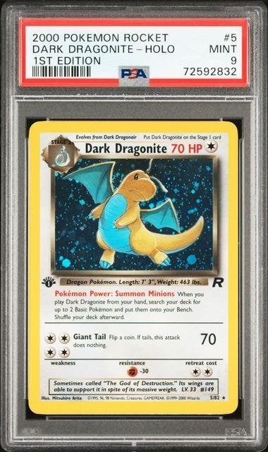 5/82 dark dragonite 1st psa 9, Ophalen of Verzenden, Zo goed als nieuw