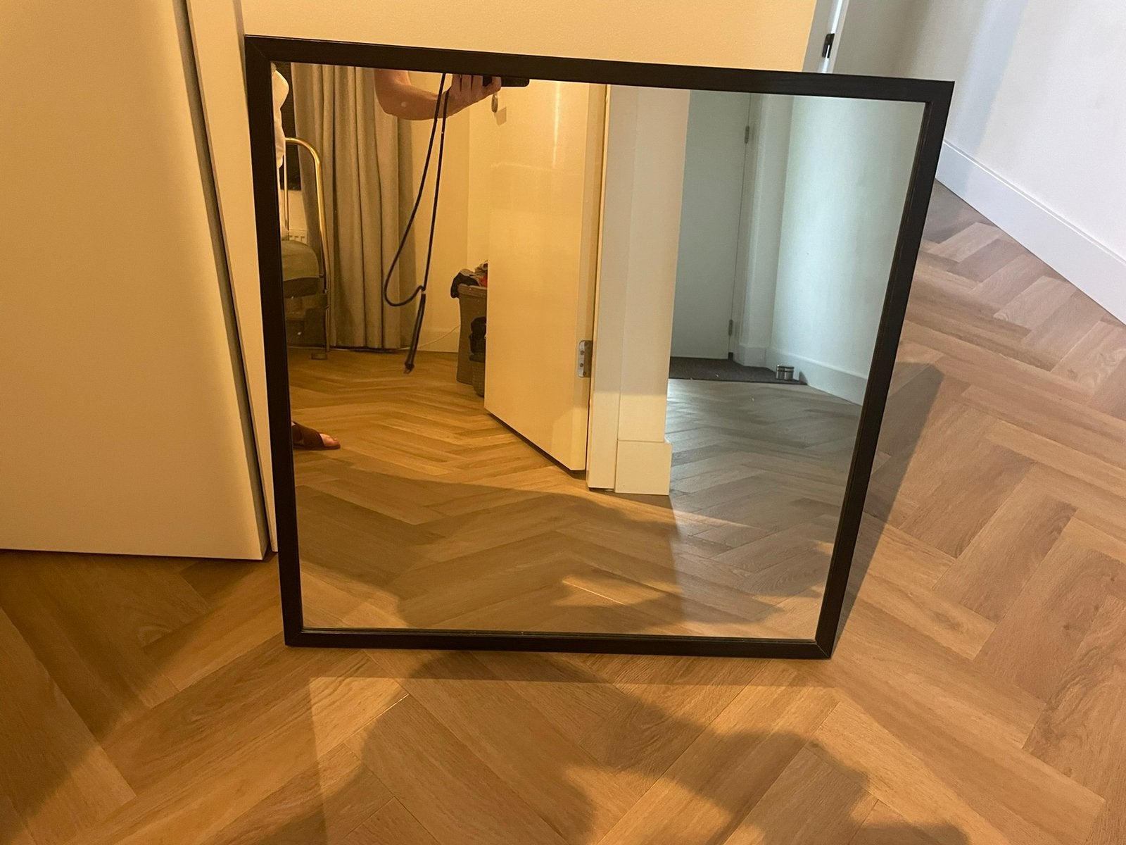 Ikea spiegel - stave - donker bruin 70x70, Ophalen, Minder dan 50 cm, Gebruikt, Vierkant