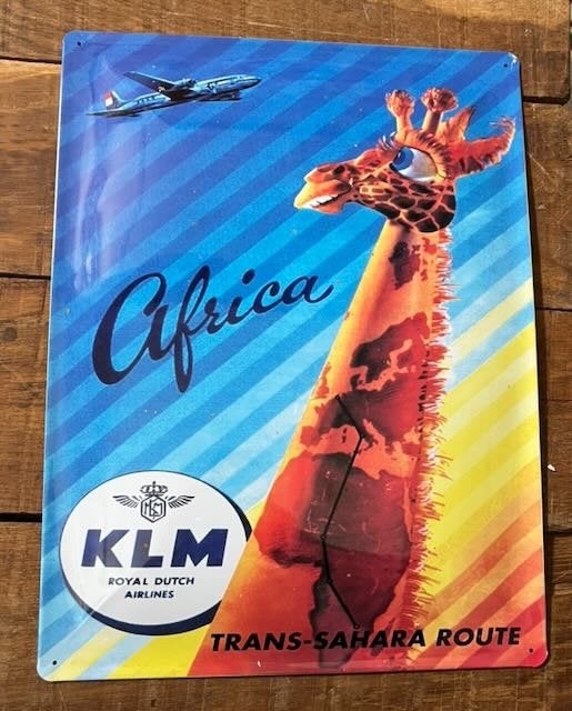 KLM reclamebord - Trans -Sahara metaal retro bord 30x40c, Ophalen of Verzenden, Reclamebord