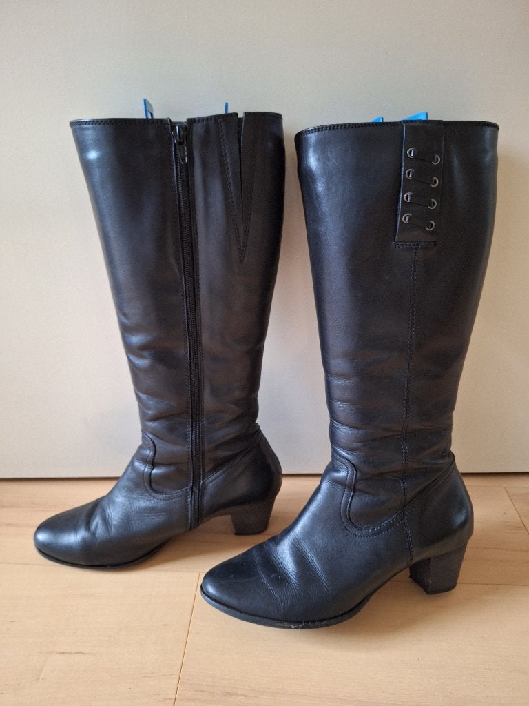 Helioform knielange laars zwart leer mt 7/40,5, Kleding | Dames, Hoge laarzen, Zwart, Ophalen of Verzenden, Zo goed als nieuw