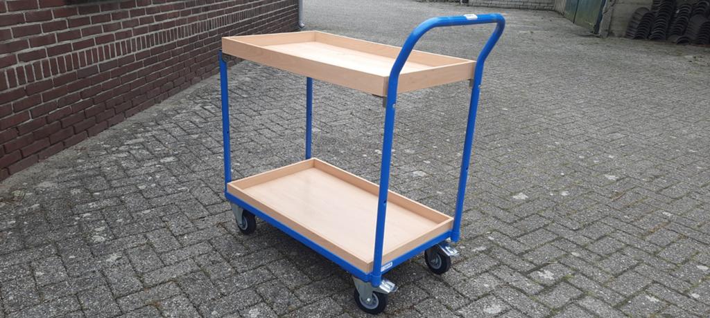 Tafelwagen met 2 etagebakken /transportkar/magazijnkar/kar, Ophalen, Gebruikt