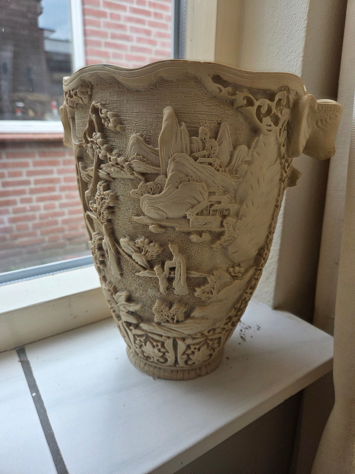 Antieke Chinese vaas met olifanten en, Ophalen of Verzenden