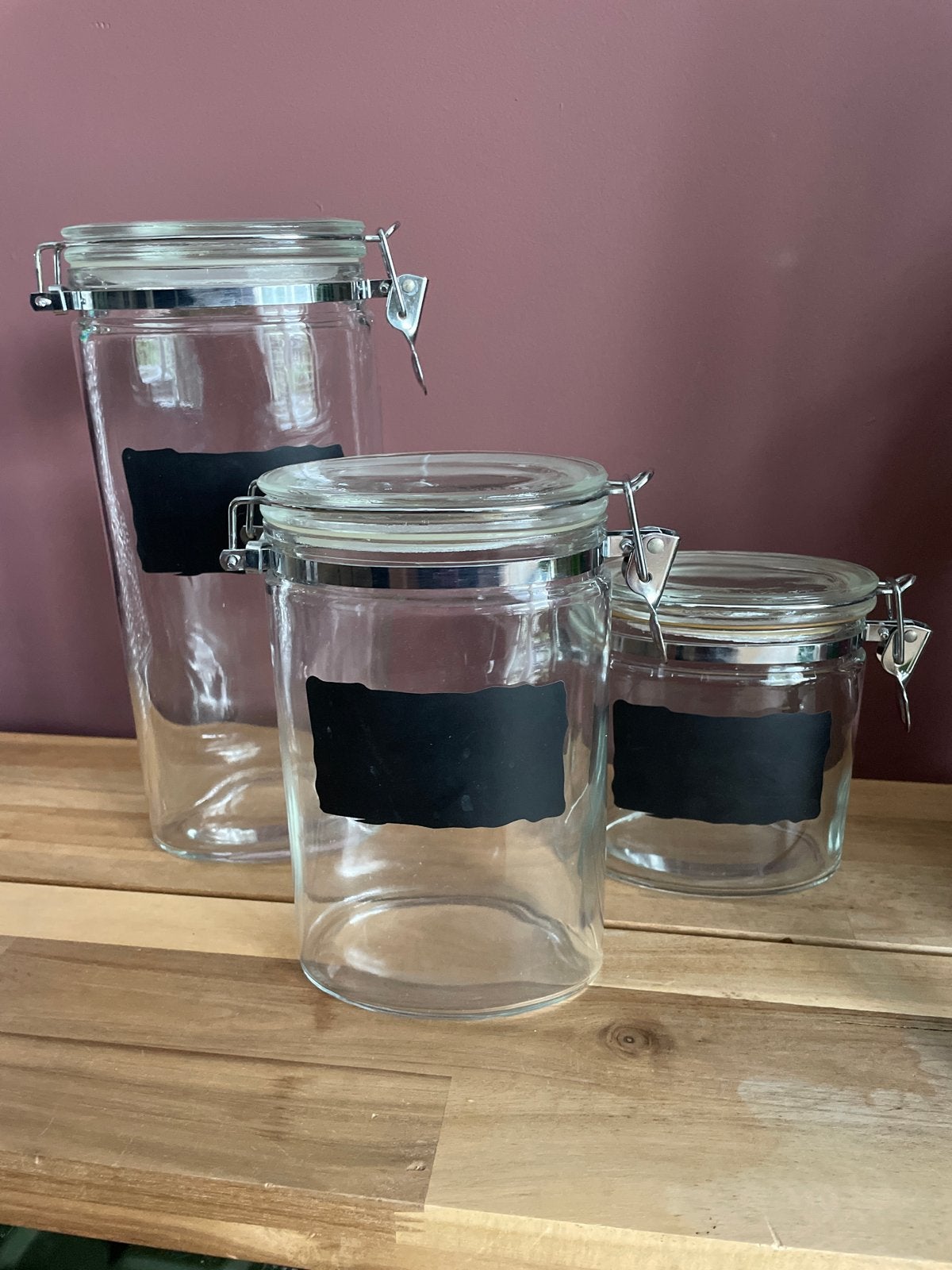 Set van 3 glazen wekpotten met beugelsluiting, Voorraadpot, Ophalen of Verzenden, Gebruikt, Glas