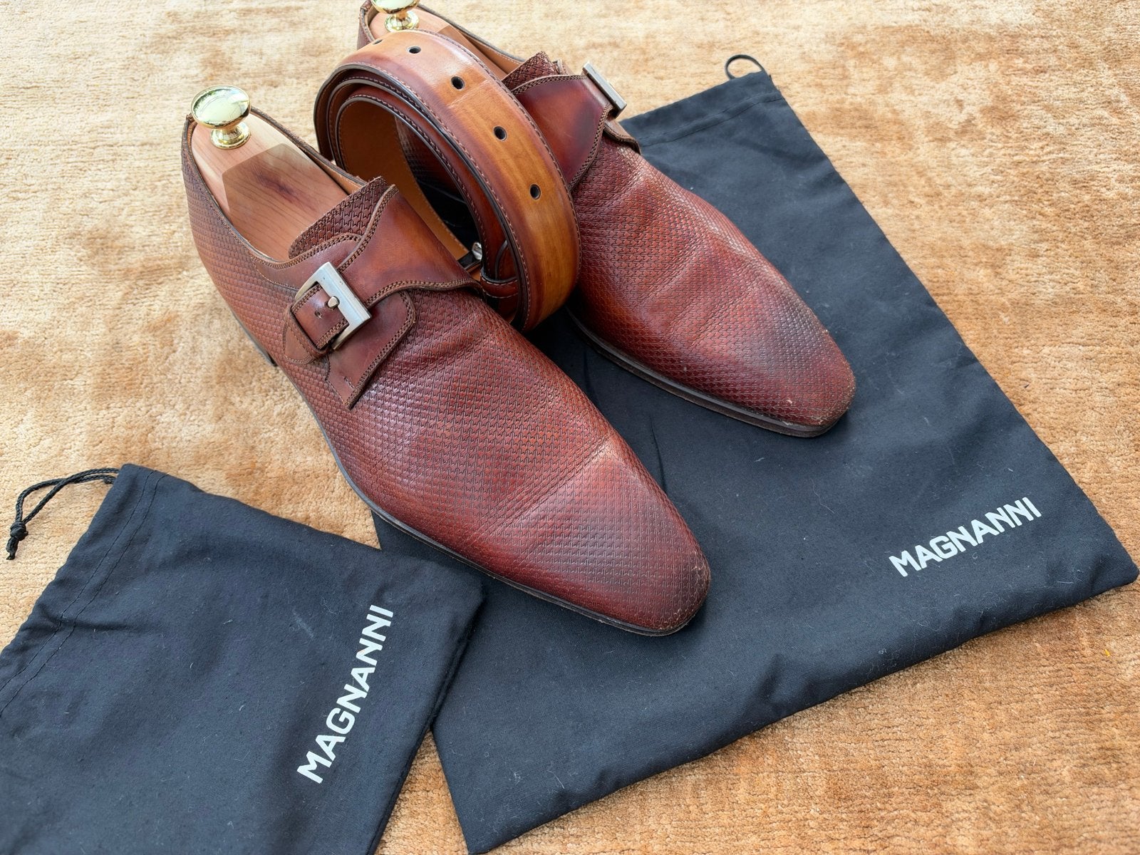 Klassieke Magnanni Monkschoenen met gesp en riem Maat 42, Bruin, Ophalen of Verzenden, Gespschoenen, Zo goed als nieuw