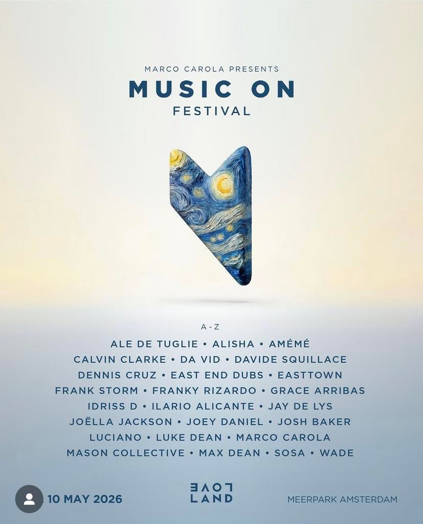 MusicOn festival weekend ticket Amsterdam 2026 9 en 10 mei, Eén persoon, Overige soorten