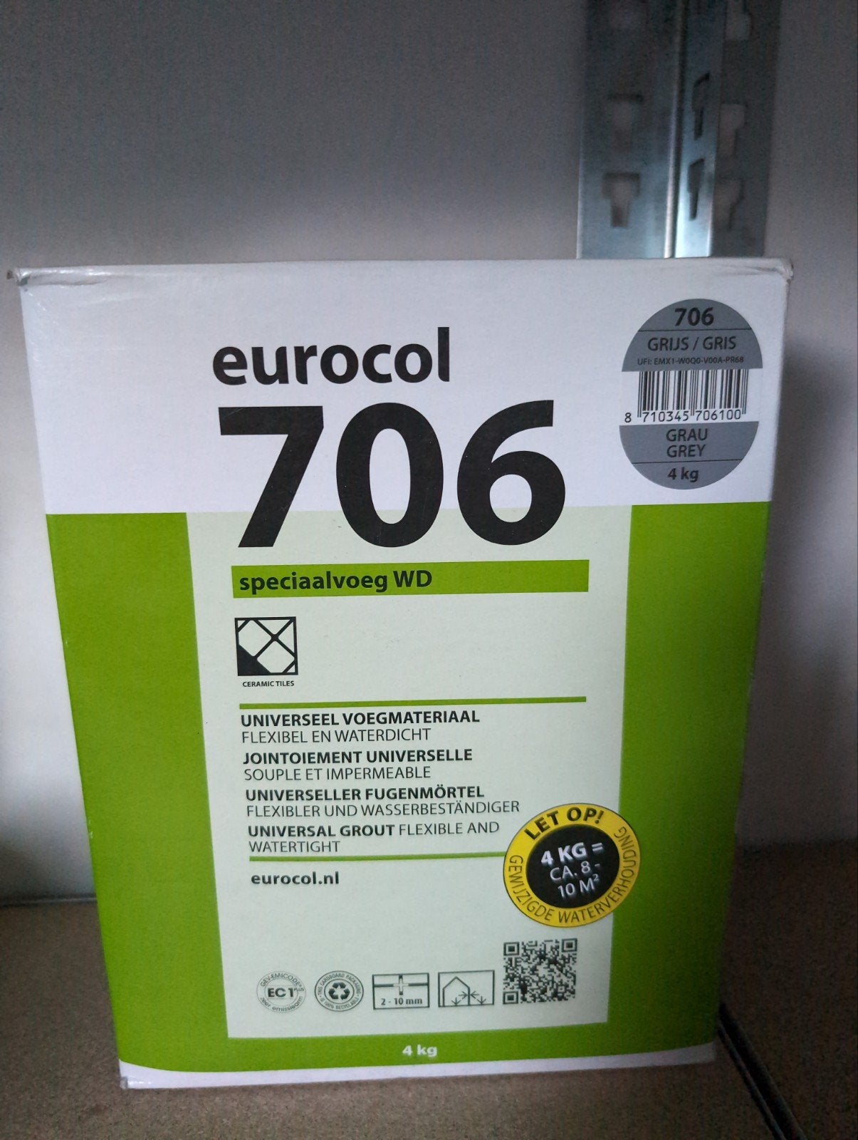 Eurocol 706 Speciaalvoeg WD Grijs 4kg, Doe-het-zelf en Verbouw, Overige typen, Nieuw, 10 m² of meer, Overige materialen