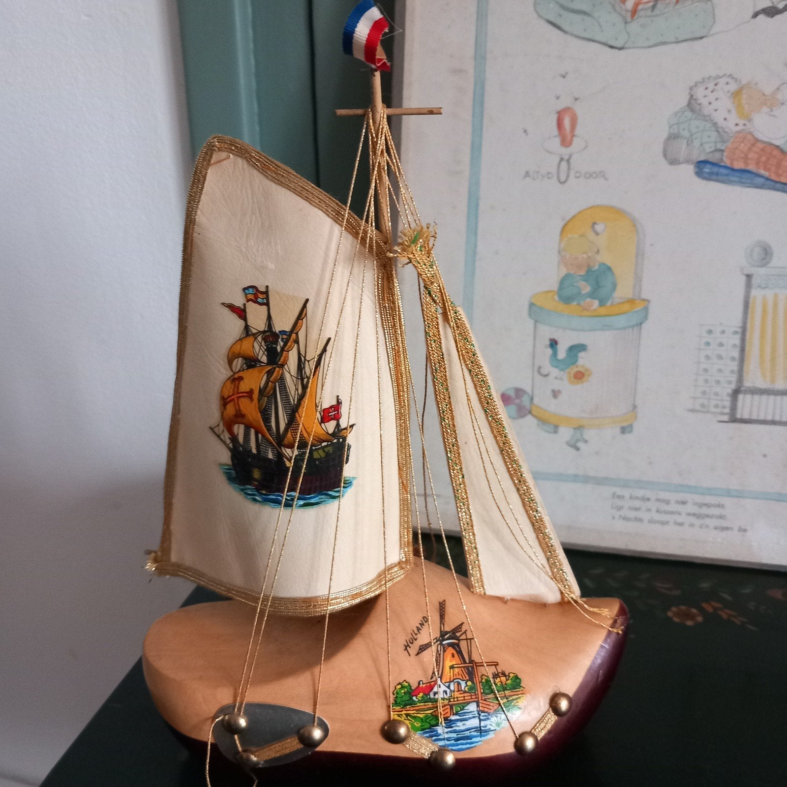 Vintage Klomplamp - Hollandse Molen en Schip, Ophalen of Verzenden