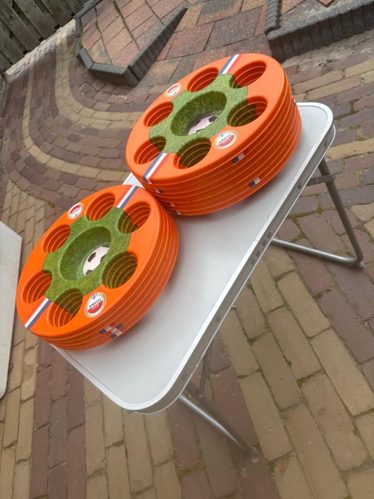 12x Amstel Bier voetbal bierhouder/koeler, Verzamelen, Biermerken, Ophalen of Verzenden, Zo goed als nieuw, Amstel