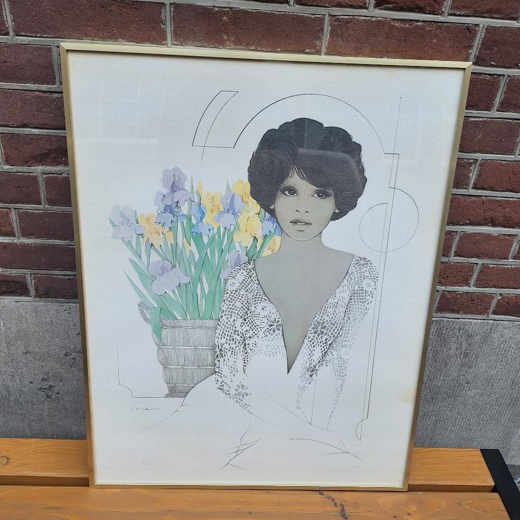 Vintage Art Deco Litho van William Tara / Jaren 70-80, Ophalen