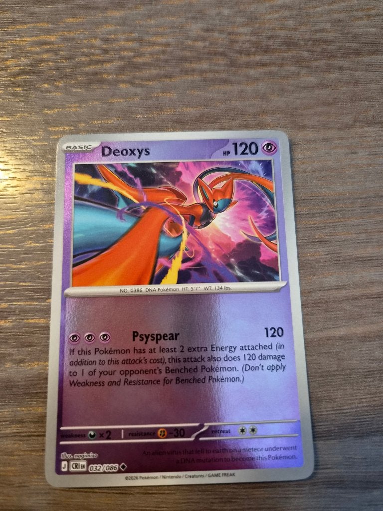 Pokémon Kaart Deoxys 032/086 - CRI, Ophalen of Verzenden, Zo goed als nieuw, Losse kaart, Foil